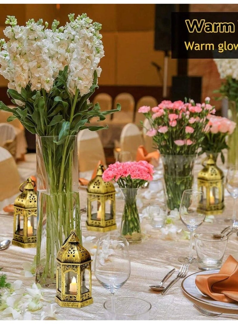 فانوس رمضان LED صغير – فانوس إسلامي بلون ذهبي عتيق مع إضاءة متوهجة – ديكور أنيق لرمضان والعيد (قطعة واحدة) - Image 3